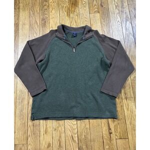 GAP Mens Pullover 1/4 Zip‎ Sweatshirt Olive Green Brown Long Sleeve Casual
